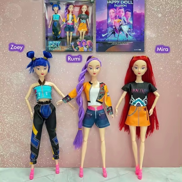 3PC Kpop Demon Hunter Dolls Set Moveable 11.8" Figures USA Seller Fast Ship - Picture 2 of 7